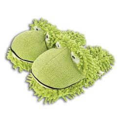 Aroma Home Plush Fuzzy Feet Adult Frog Slippers