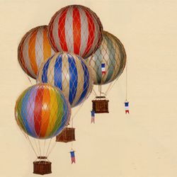 Authentic Models Travels Light Hot Air Balloons in Red, Yellow, Green, Blue and Rainbow