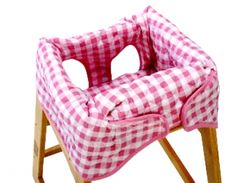 Bebe Ease Clean Diner Blue or Pink Gingham High Chair Cover