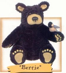 Bertie Plush Black Bear with Bird by Big Sky-Retired