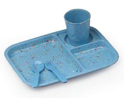 Blue Recycled 4 Piece Melamine Tray Set