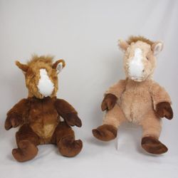 Dark or Light Brown Horse 15" Sitting Plush Animal
