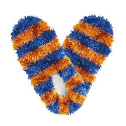 Fuzzy Footies Kids Blue & Orange Striped Slippers