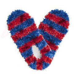 Fuzzy Footies Kids Blue & Red Striped Slippers