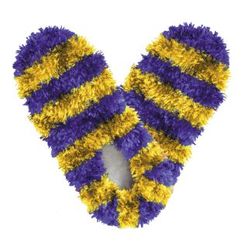 Fuzzy Footies Kids Purple & Yellow Striped Slippers