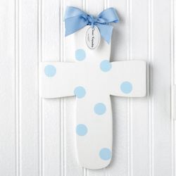 Mud Pie Baby Classic Keepsakes Blue Polka Dot Wall Cross