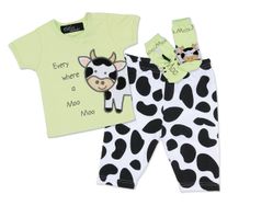 Mud Pie Baby EiEiO Cow Clothing Set