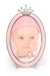 Mud Pie Baby If the Tiara Fits Jewel Crown Pink Oval Frame  