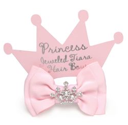 Mud Pie Baby If the Tiara Fits Pink Hairbow W/Jewel Crown  