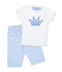 Mud Pie Baby Little Prince 2 Pc Set Gingham Pants And Tee