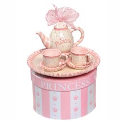 Mud Pie Baby Little Princess Tea set - Tray, Teapot, 2 cups & Saucers