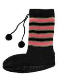 MukLucky Striped Black with Green & Pink Knit Slippers