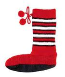 MukLucky Striped Red w/Black & White Knit Slippers