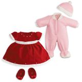 North American Bear Rosy Cheeks Doll Holiday Dress Set - Velveteen Dress & Fleece PJs