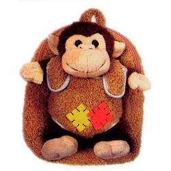 Pecoware Monkey Best Buddy Kids Backpack with Removable Plush Animal