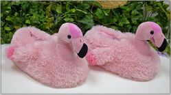 Pink Flamingo Adult/Toddler Fuzzy Plush Slippers