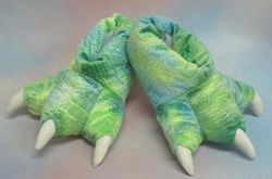Plush Adult | Children Multi Color Dinosaur Feet Slippers