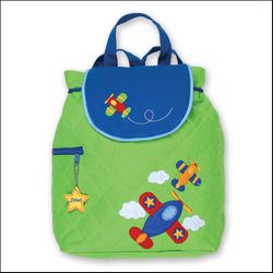 Stephen Joseph Green Airplane Quilted Backpack