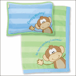 Stephen Joseph Monkey Fleece Blanket and Pillow Set