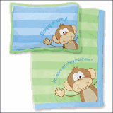 Stephen Joseph Monkey Fleece Blanket and Pillow Set