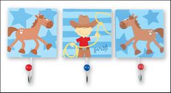 Stephen Joseph Western Cowboys Wall Hooks Set of 3