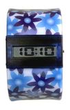 Streamline Blue Flowers Time Bangle Watch