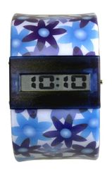 Streamline Blue Flowers Time Bangle Watch