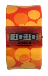 Streamline Orange Bubble Time Bangle Watch