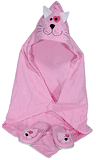 Toddler Bath Pink Cat  Hooded Towel and Slipper Set
