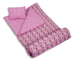 Wildkins Girls Horses in Pink Sleeping Bag