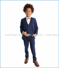 Appaman, 2-Pc Mod Suit in Navy Windowpane