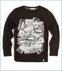 Appaman, LS Graphic Cassettes T-Shirt in Black