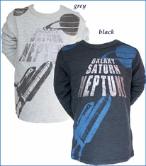 Bit'z Kids, LS Space Slub T-Shirt in Black and in Grey