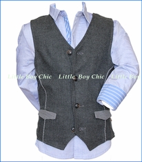 Fore!! , Charcoal Brush Flannel Vest in Grey