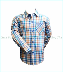 Fore!! , L/S Check Rolled-Cuff Shirt in Orange