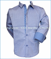 Fore!! , LS Tuxedo Shirt in Blue in Blue