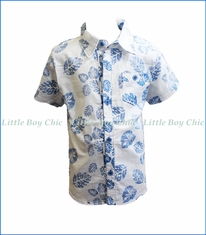 Fore!! , S/S Leaf Print Shirt in White