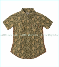 Hatley, S/S Lion Print Dress Shirt in Green