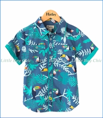 Hatley, Tropical Toucans Button Up Shirt in Blue