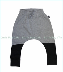 Hux Baby, Color Block Drop Crotch Pants in Grey