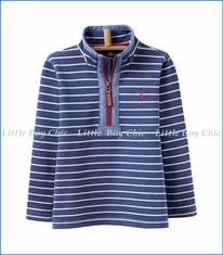 Joules, Salt Wash Half-Zip Stripe Sweatshirt in Blue