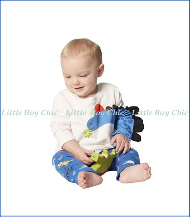 Joules, Zany Novelty Sleeve Dino Tee in White