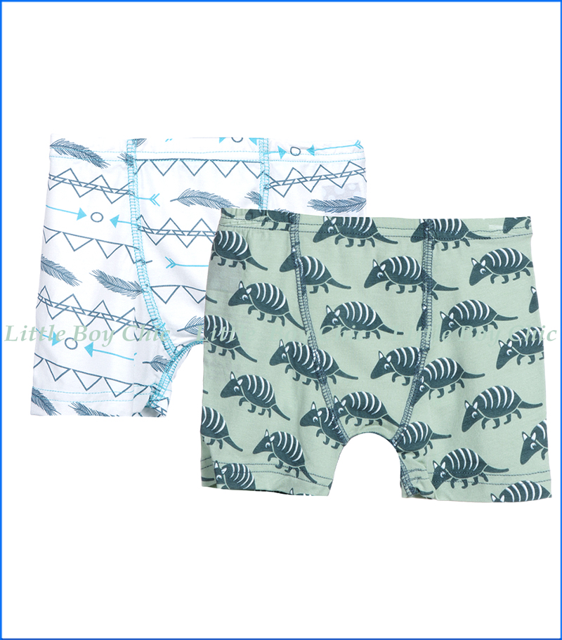 Kickee Pants, Boxer Briefs (Set of 2) in Aloe Armadillo & Natural Southwest