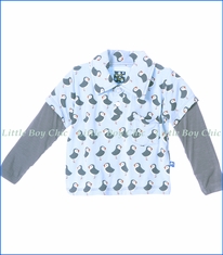 Kickee Pants, L/S Double Layer Polo in Pond Puffin