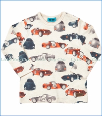 Me Too, L/S Vintage Rally Car T-Shirt in Beige Melange