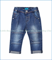 Me Too, Organic Denim Roll Up Pants in Blue