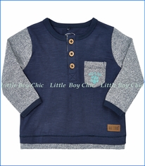 Me Too, Organic Knit Henley Top in Blue