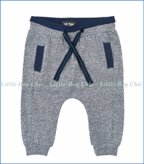Me Too, Organic MicroStripe French Terry Sweatpants in Blue