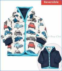 Me Too, Reversible Organic Cardigan in Navy Night