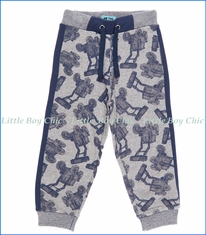 Me Too, Tractor Print Sweatpants in Grey Melange